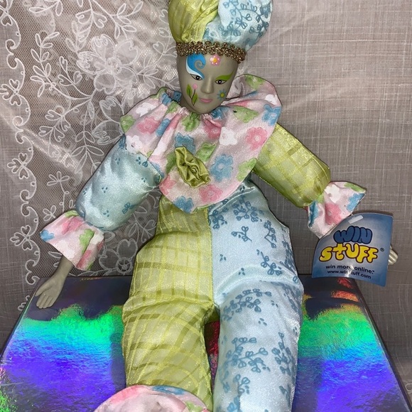17" Vtg Good Stuff Harlequinn jester clown classiques - Picture 2 of 9